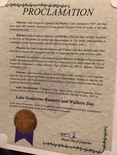 K2Runs's tweet photo. Happy "Lake Grapevine Runners and Walkers Day"! Join RAW at 6:00 tonight @grapevineontap in celebrating this special day and #20YearsofRAW. https://t.co/YQ1MHPtTRc