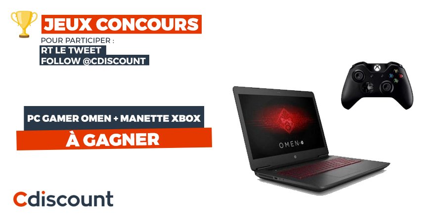 Cdiscount's tweet image. 🎁 #Concours

 🎮  PC #Gamer HP Omen + manette #Xbox ➔ bit.ly/2sNUSWE

⚠️ Pour participer :
RT + Follow @Cdiscount

TAS 05/07