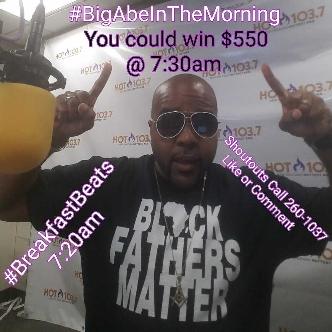 Hot929NOLA's tweet photo. Get paid while you dip this morning! $550 on the line #SayForPay @djbigabe @hot1037nola #BreakfastBeats #ShoutOuts 504-260-1037 https://t.co/NUYDHyx1bJ