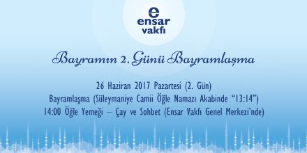 Her sene geleneksel olarak Ensar Vakfı Genel Merkezi'nde gerçekleştirilen bayramlaşma programımıza Bayramın 2. günü sizleri de bekleriz.