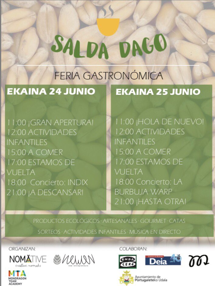 salda_dago's tweet photo. Os desvelamos todo el planing de los dos días #SaldaDago https://t.co/B3Y1HmVWLw