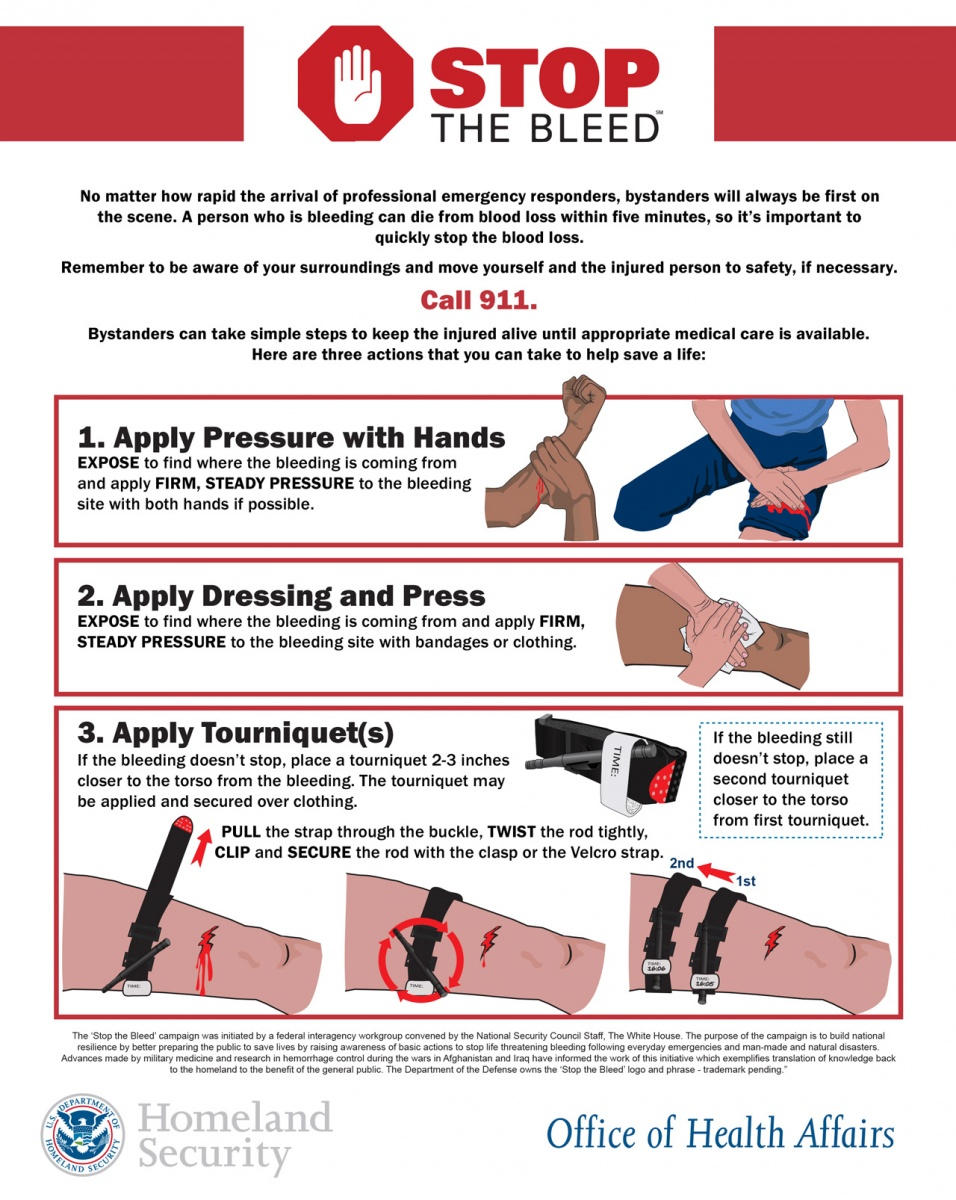 EmergACenter's tweet image. A person who is bleeding can die from blood loss in 5 minutes. Know how to quickly stop blood loss. #stopthebleed