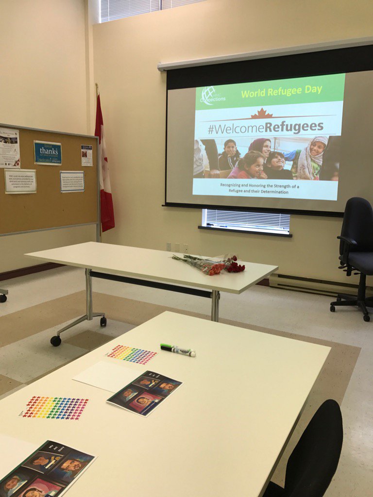 Hanadialmasri's tweet photo. HMC Connections in preparation to celebrate the contribution of Refugees in Halton Region and the #WorldRefugeeDay https://t.co/Q2iw4HT129