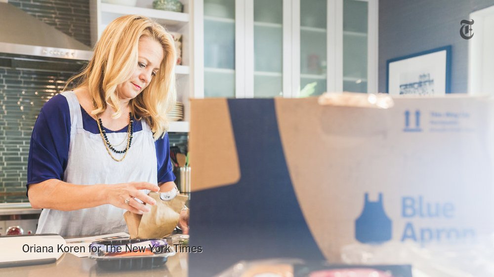 nytimesbusiness's tweet photo. Blue Apron hopes to draw investors to its business – and downplay any threat from the Amazon-Whole Foods tie-up. https://t.co/gktod3yw7b https://t.co/KkLb5InbEu
