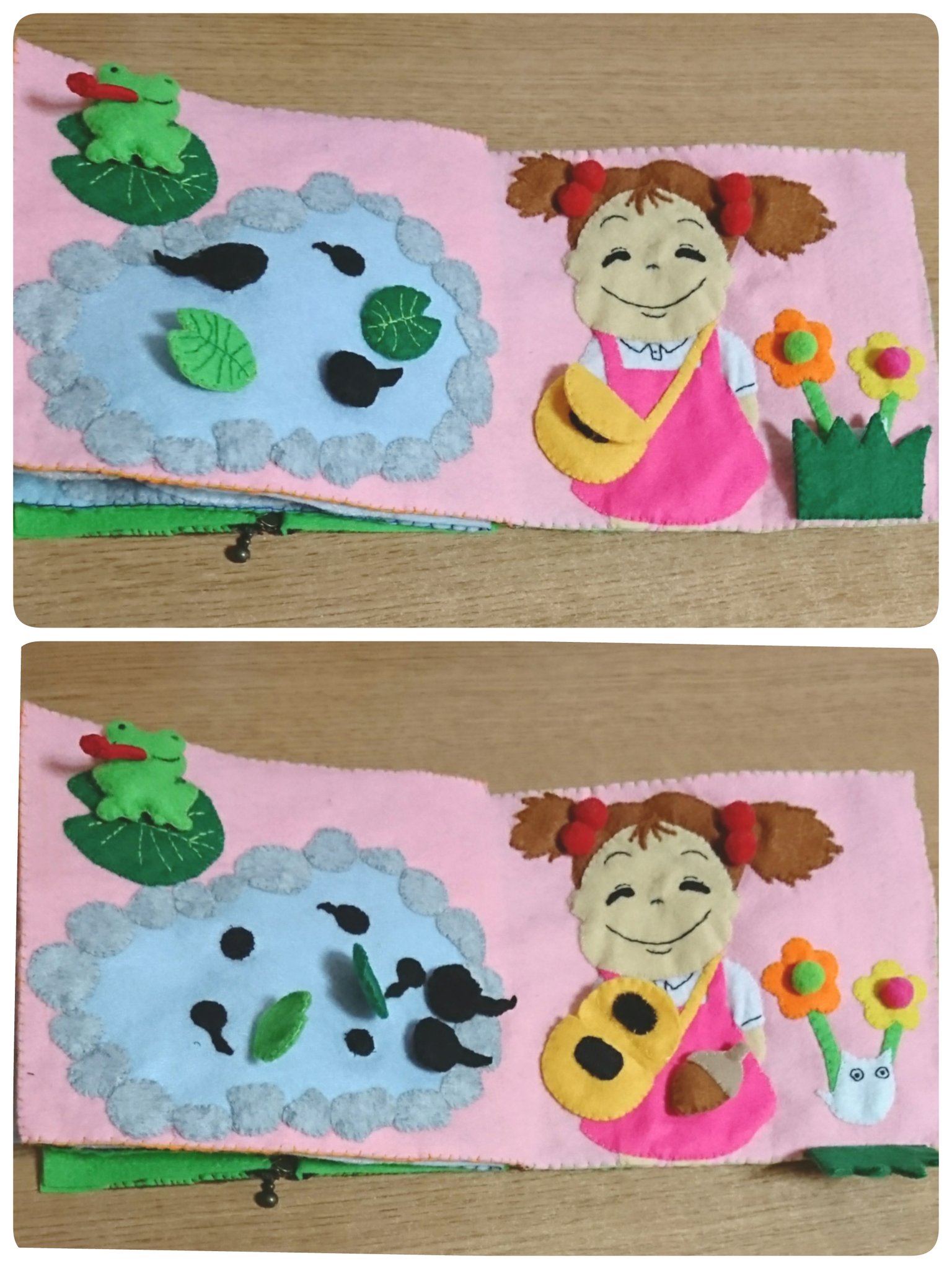 ころ 娘2歳 トトロの布絵本完成した ころ 娘2歳 トトロの布絵本完成した