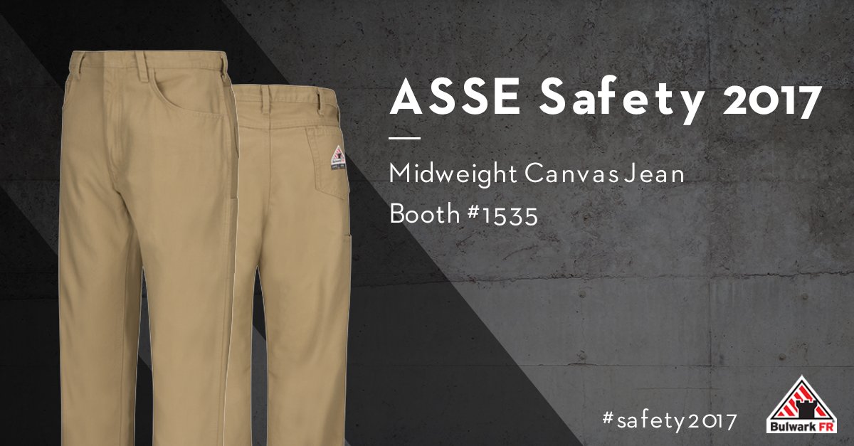 BulwarkProtects's tweet photo. It's Day 2 at ASSE and we'll be featuring the new midweight Canvas Jean. Stop by booth #1535 to check out the jean. https://t.co/iq8SHPp9f2 https://t.co/8S6rAIHDkK