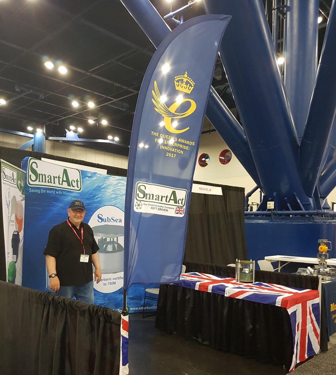 RIFT_Actuators's tweet photo. All set up at Valve World Houston. @TheQueensAwards flag up ! #WorcestershireHour #valveworld2017 https://t.co/Jse2E2R9gC