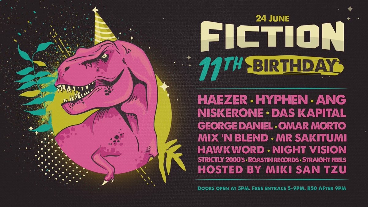 Fiction birthday incoming!! 🎉 🎉🎉 with <a href="/haezer/">HAEZER</a> <a href="/hyphenza/">Hyphen</a> <a href="/cultofANG/">RIZZ KHALIFA</a> <a href="/niskerone/">Niskerone</a> <a href="/iamDasKapital/">DAS KAPITAL</a> <a href="/omarmorto/">Omarmorto</a> <a href="/mixnblendyo/">mix n blend</a> <a href="/MrSakitumi/">Mr Sakitumi</a>