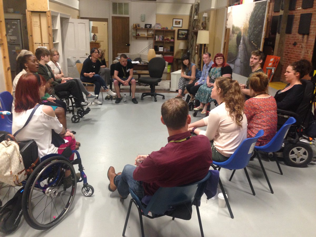 ITVPurpose's tweet photo. .@ChelleHardwick @MissCBellamy @cheryleehouston helping #BreakThroughTalent attendants before their individual scene filming. #disability https://t.co/FbWBSqY1mG
