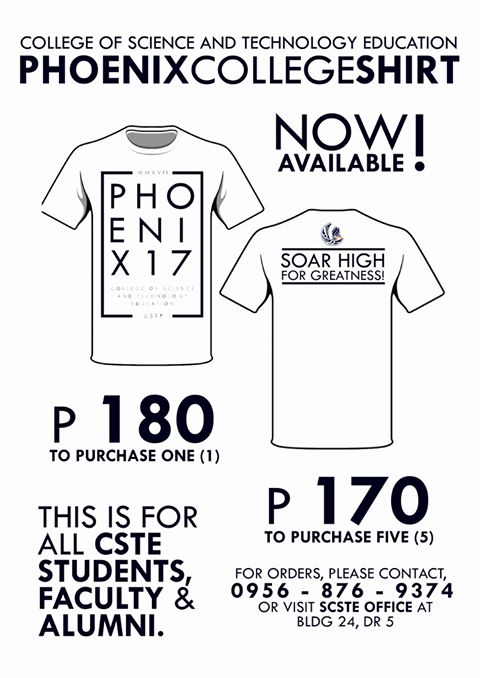 MAPSES2k17's tweet photo. The CSTE Phoenix College Shirts are now available for orders.
What are you waiting for?? ORDER NOW PHOENIX!! 
@USTPStudentAff @USTPSCSTE https://t.co/BMfbQuHlcN