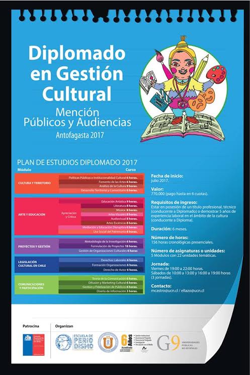 RT! #FelizMartes #Antofagasta Si trabajas en cultura esta info es para ti, Diplomado en Gestión Cultural de la #UCN Contacto: mcastro@ucn.cl
