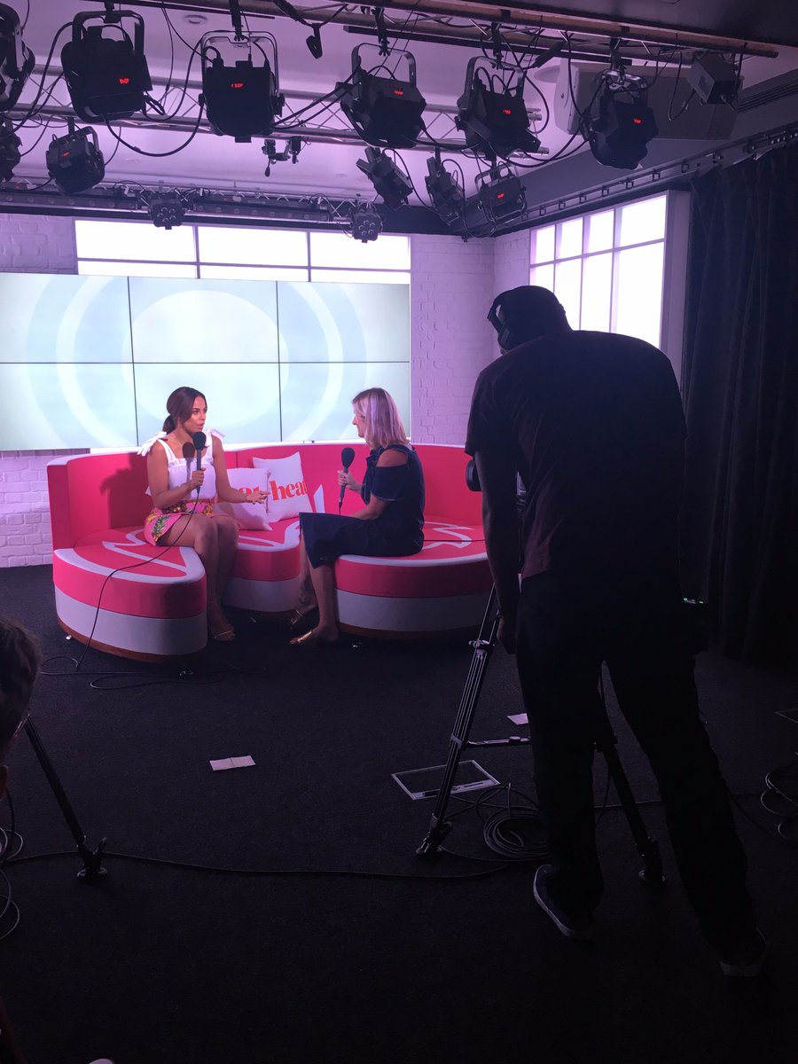 ONbroadcast's tweet photo. .@RochelleHumes on the @heatradio couch talking all things being a busy mum! @SavseSmoothies https://t.co/85gXwl0tDN