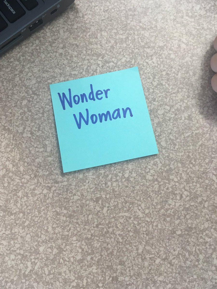 Just a couple of Wonder Women searching for the perfect picture for their W slide! #WonderWoman #ABCcountdown