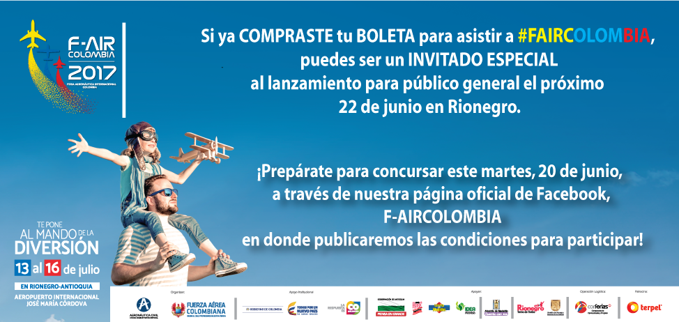 FAIRCOL's tweet photo. HOY podrás ganar un pase para asistir al lanzamiento de #FAIRCOLOMBIA este 22 de junio en Rionegro. Instrucciones en https://t.co/JoK3n5cjKB https://t.co/K9byvTU67L