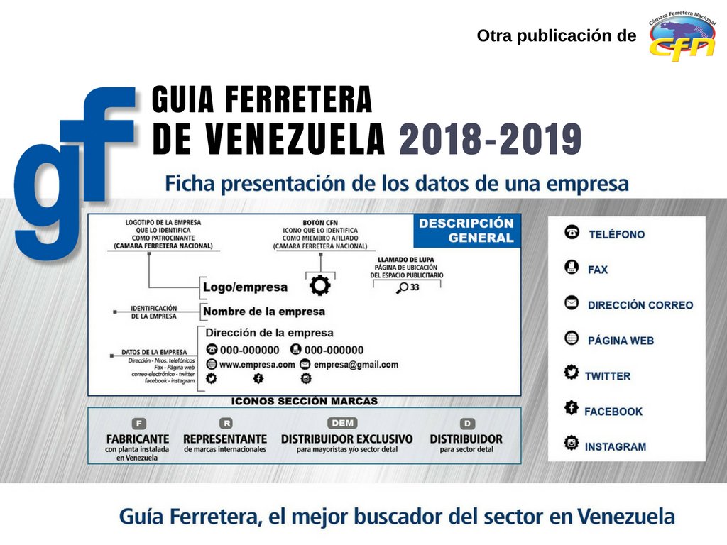 El mejor buscador del sector ferretero en Venezuela ¡pronto tendrá nueva edición! #GuiaFerretera2018 

guia-ferretera.com.ve