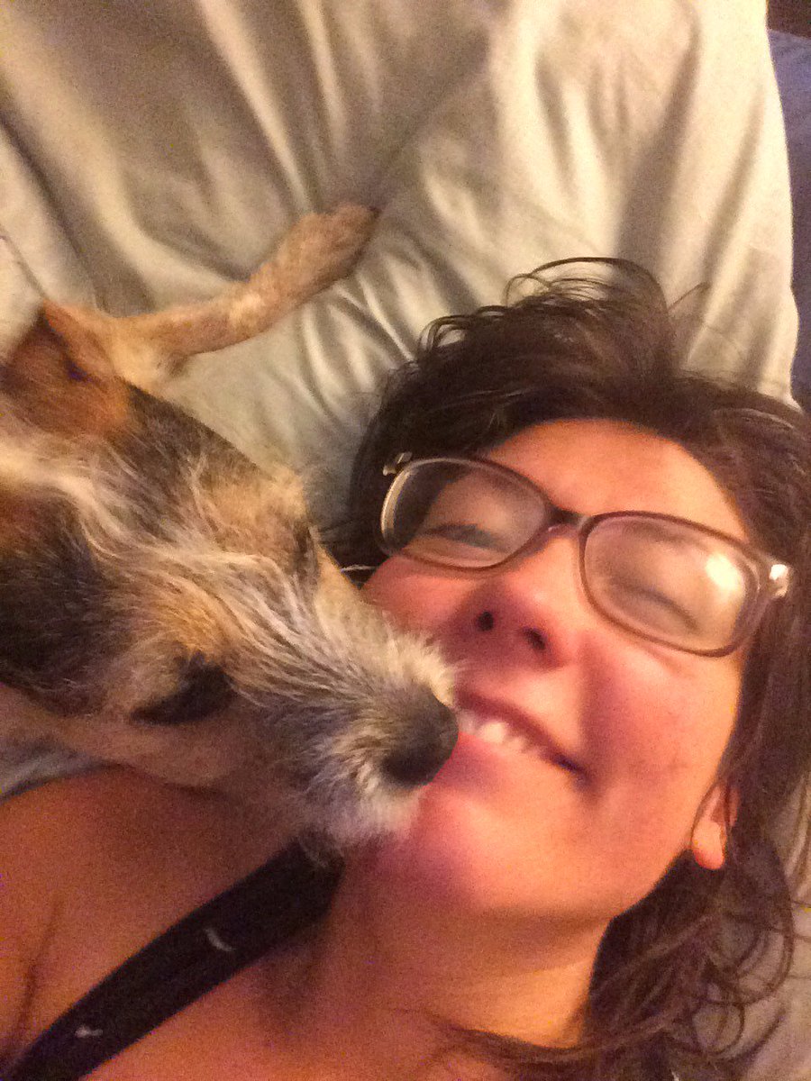 highonhillary's tweet photo. @DailyGrindhouse My little puppers is 32x smaller than #OKJA but fill of the same amount of <3<3<3  #DailyGrindhouseOKJA https://t.co/z6EZd8aUbn