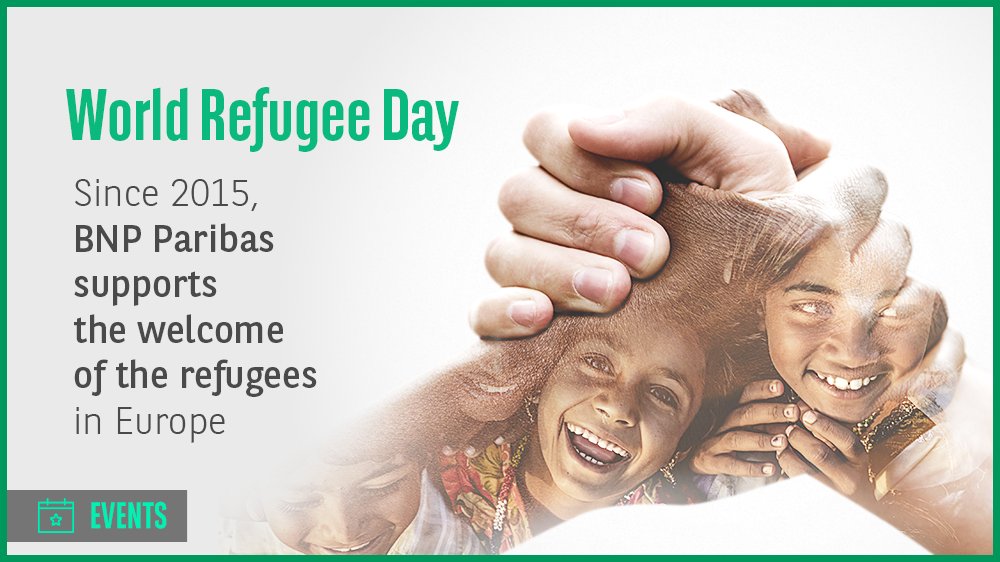 BNPParibas's tweet photo. #WorldRefugeeDay The Group extends its initiative to assist #refugees in #Europe. Together we support #RefugeeDay https://t.co/oBapDHzJ1t https://t.co/YDqbQxbEcz