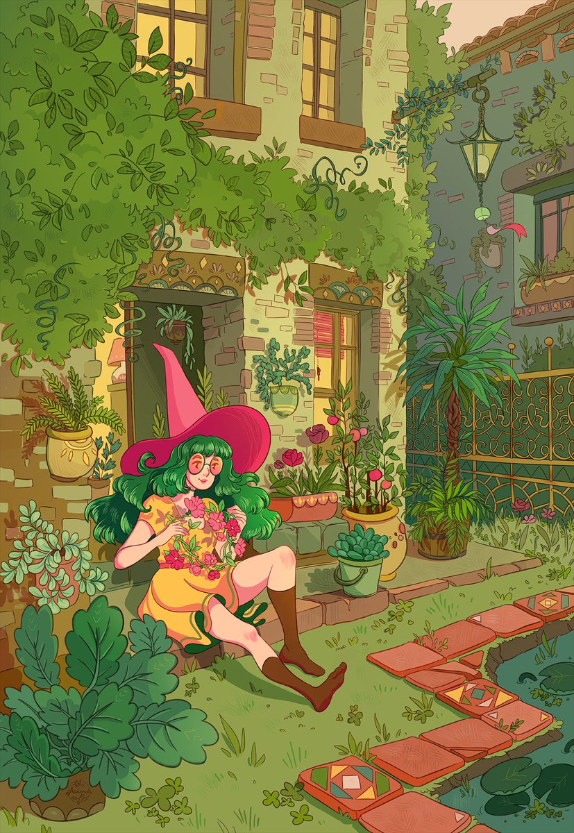 Ça y est, l'illu est terminée! J'ai réussi à en voir le bout grâce aux lives qui m'aident à rester motivée et concentrée! 🌺🌿☘️🌼🌷