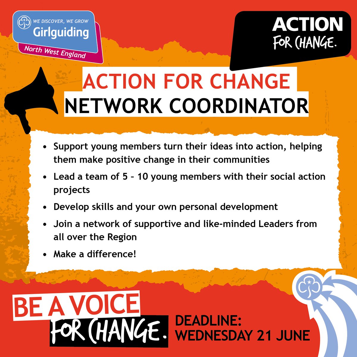 Girlguiding_NWE's tweet photo. Do something amazing &amp; join #ActionForChange, to support young women create their own #SocialAction projects - https://t.co/wWN5asNXKk https://t.co/zAppcDfpC8