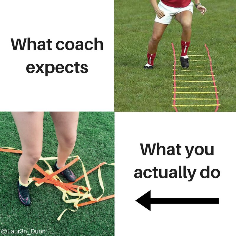 SoccerGirlFC's tweet photo. No soccer girl wants to be the one to mess up the ladder 🤣#SoccerGrlProbs https://t.co/yAEeqB4Ebn