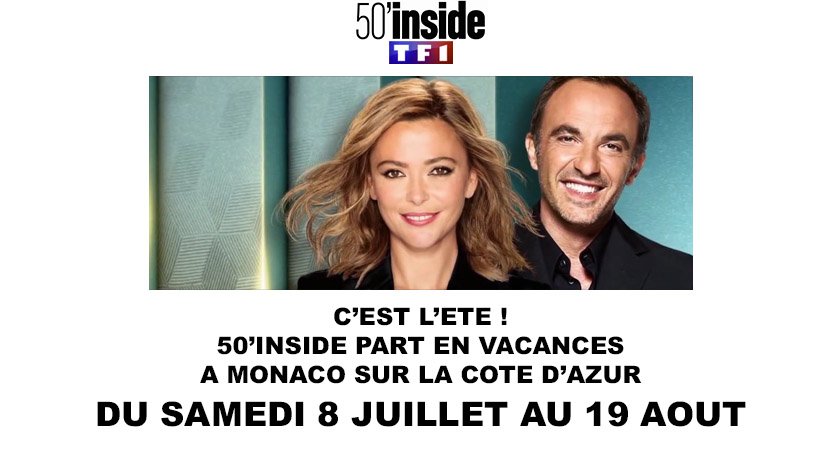 TF1Pro's tweet photo. C'est l'été pour #50mninside @TF1 !!! 🌅🏖️
@SandQuetierOff @nikosaliagas @Tof_Beaugrand 
#Monaco https://t.co/2xd7HZ4cJS