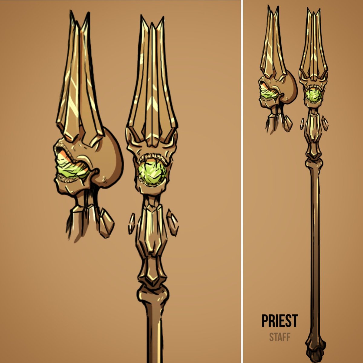 TheDefyStudio's tweet photo. The staff of the swamp priest absorbs souls that are lost to the wet lands. #Infiknight #TheDefyStudio #indiegamedev #gamedev #conceptart https://t.co/MD733ZsyDX