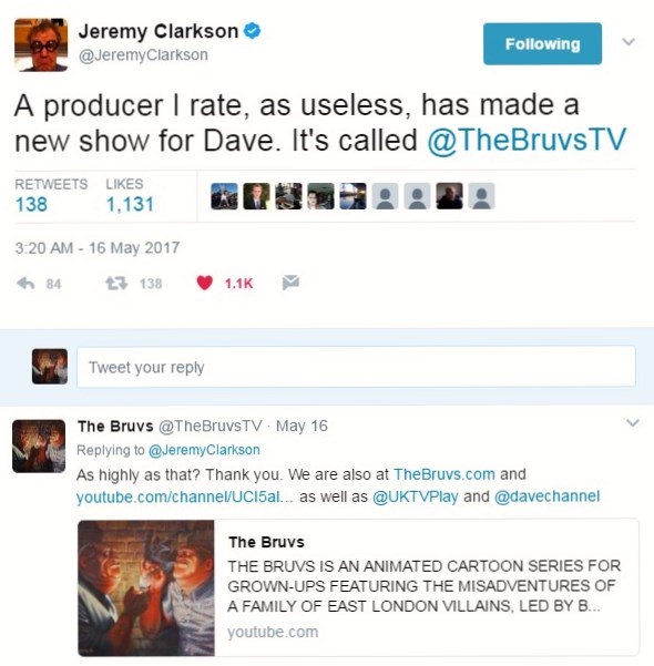 TheBruvsTV's tweet photo. TheBruvs: Rated #Useless by #JeremyClarkson. #BestOnDemand by #SundayTimesCulture. #NotTooBad by #SomeOthers - #animation #cartoon #series https://t.co/55SuHHsaSF