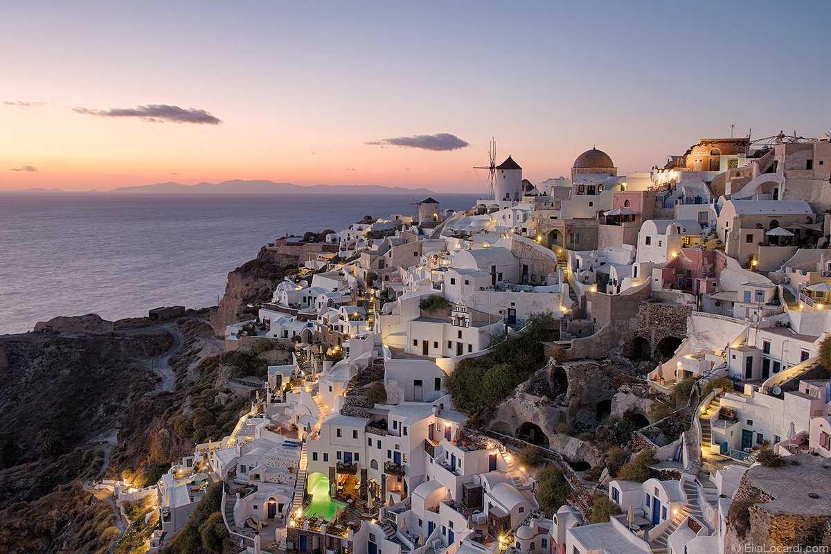 The stunning little town of Oia on the Greek island of Santorini.