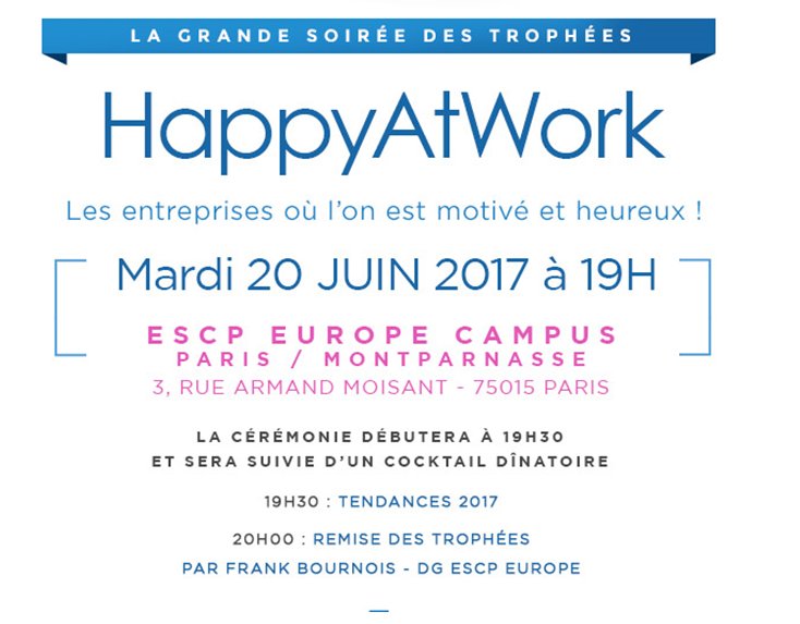 EchosStart's tweet photo. Trophées #HappyAtWork2017 : On se retrouve à 19h pour la grande soirée des trophées Happy At Work. https://t.co/FCupVw4BR3