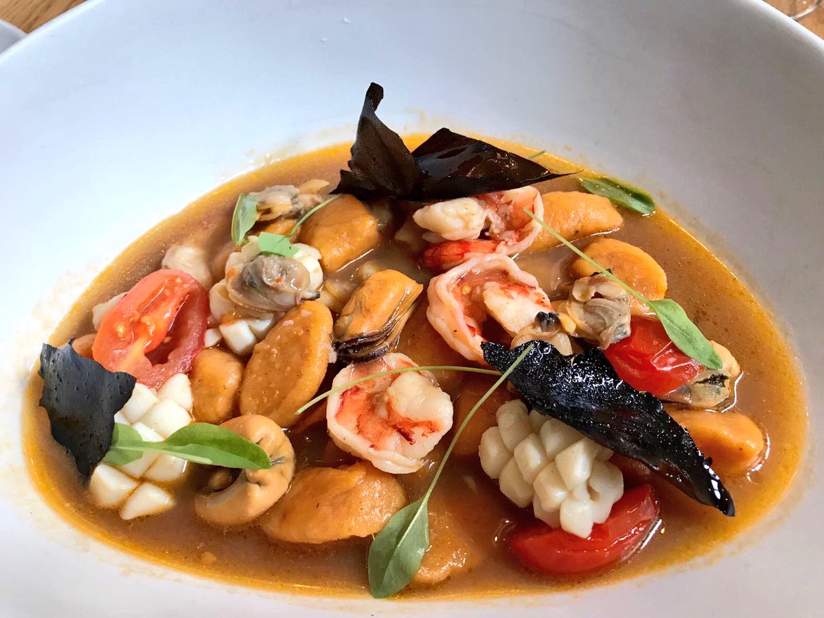 SaporiUK's tweet photo. Tonight we have sweet potato #gnocchi in "guazzetto" with fresh mussels, clams, prawns and squid in olive oil, with garlic and chilli. https://t.co/Tla7kWDu80