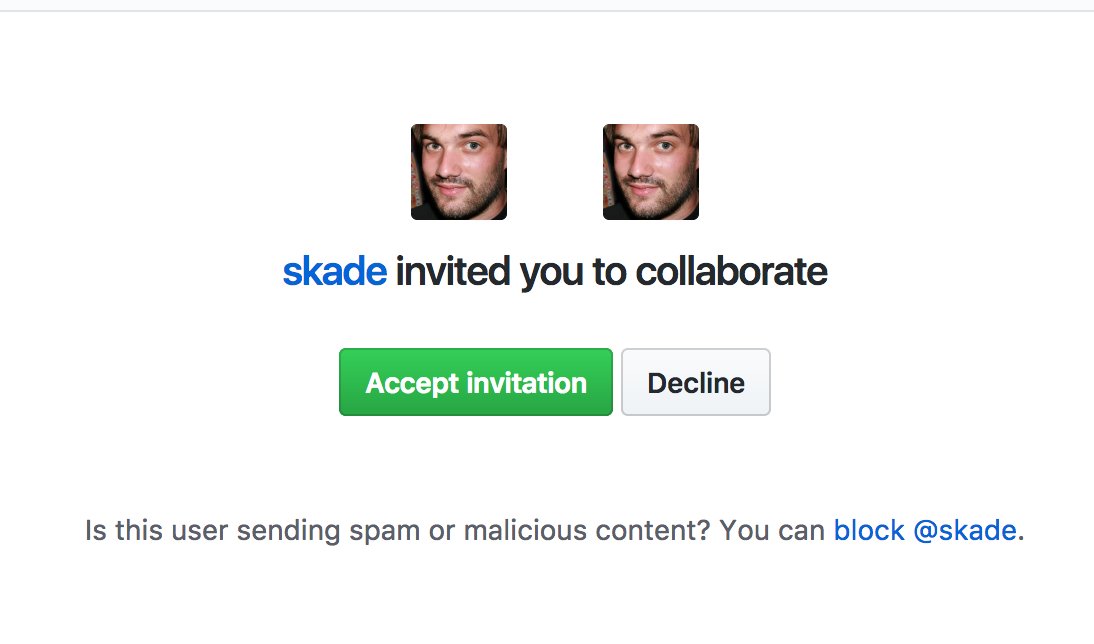 A Github invitation by @skade for @skade for an organisation @skade runs with the option to block @skade.
