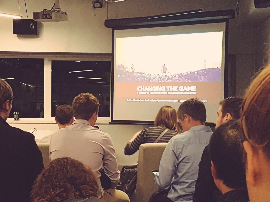 gregshearer42's tweet photo. Thoroughly enjoyable presentation by @zefcan on the state of gamification last night at @uxbrisbane #changingthegame https://t.co/K9kzW3FMNl