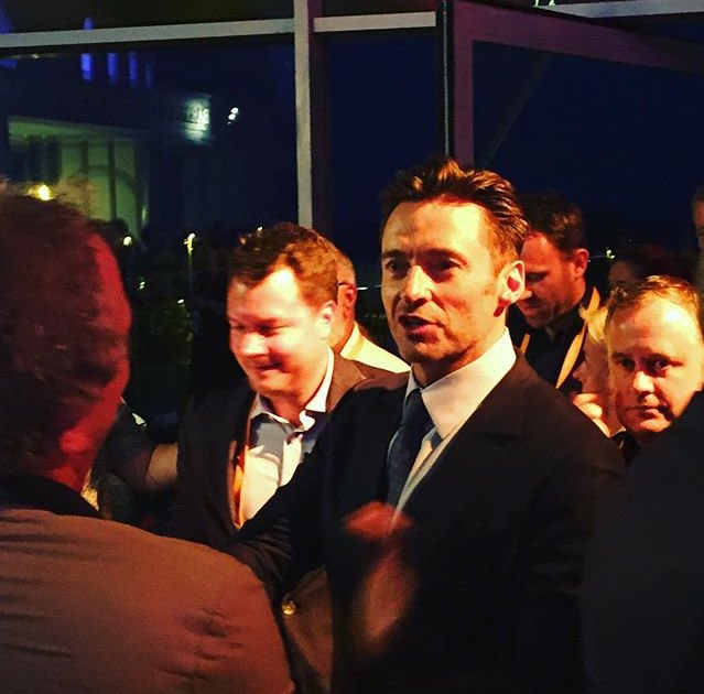 bestofjackman's tweet photo. hugh at a 20th century fox celebration for the greatest showman in barcelona today https://t.co/vST8Unhcud