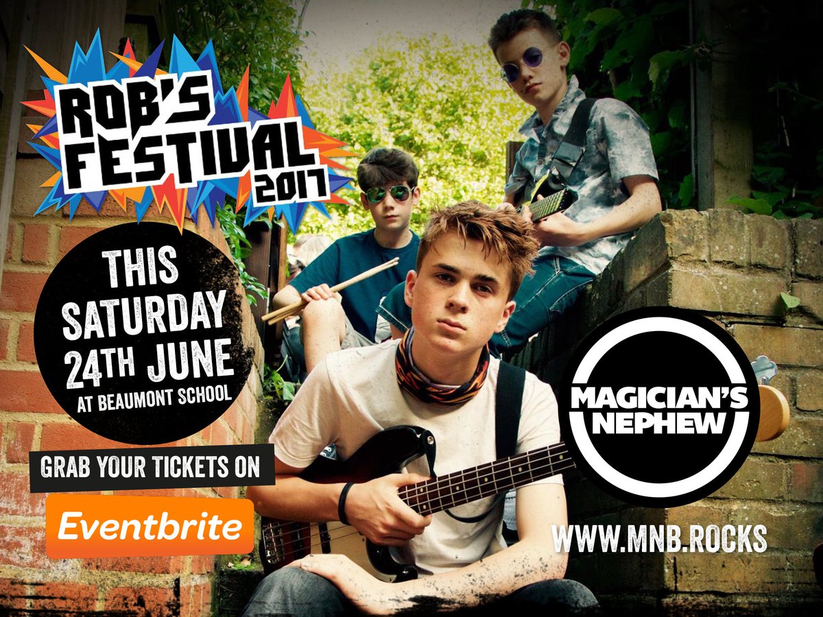 THIS SATURDAY we will rock the EPIC <a href="/RobsFestival/">Rob's Festival</a>! Be there!
@PrincesTrust @BeaumontSchStA <a href="/NandosUK/">Nando's</a> #robsfestival2017