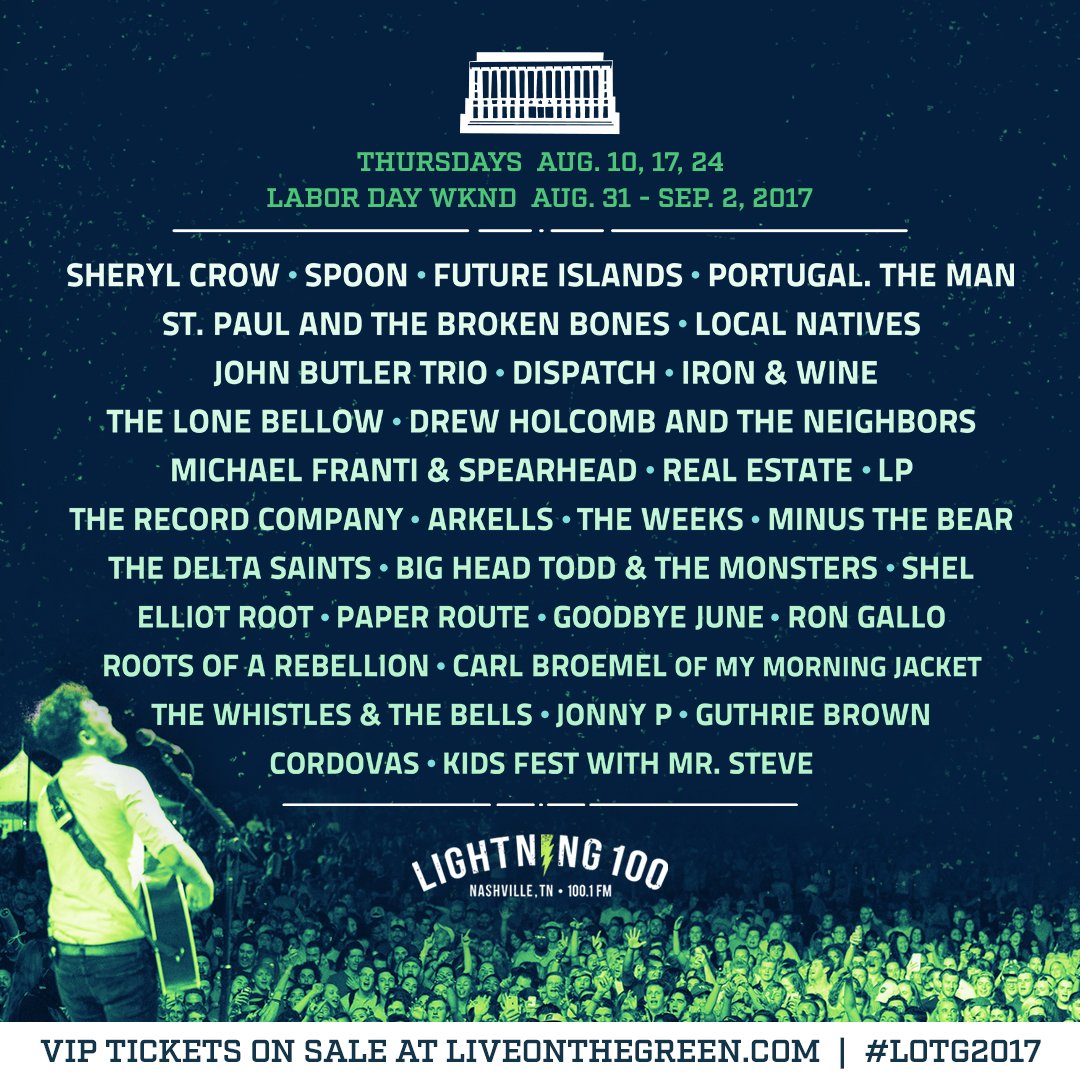LiveOnTheGreen's tweet image. Your lineup for @Lightning100's FREE @LiveOnTheGreen Music Festival is here! ⚡RETWEET for a chance to win #LOTG2017 VIP tickets⚡