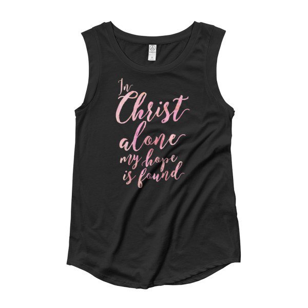 KatieBennett317's tweet photo. “In Christ Alone” Ladies’ Cap Sleeve T-Shirt –Rosewater on Black https://t.co/WaY3rixbJ4 https://t.co/hhZvqDIyZX