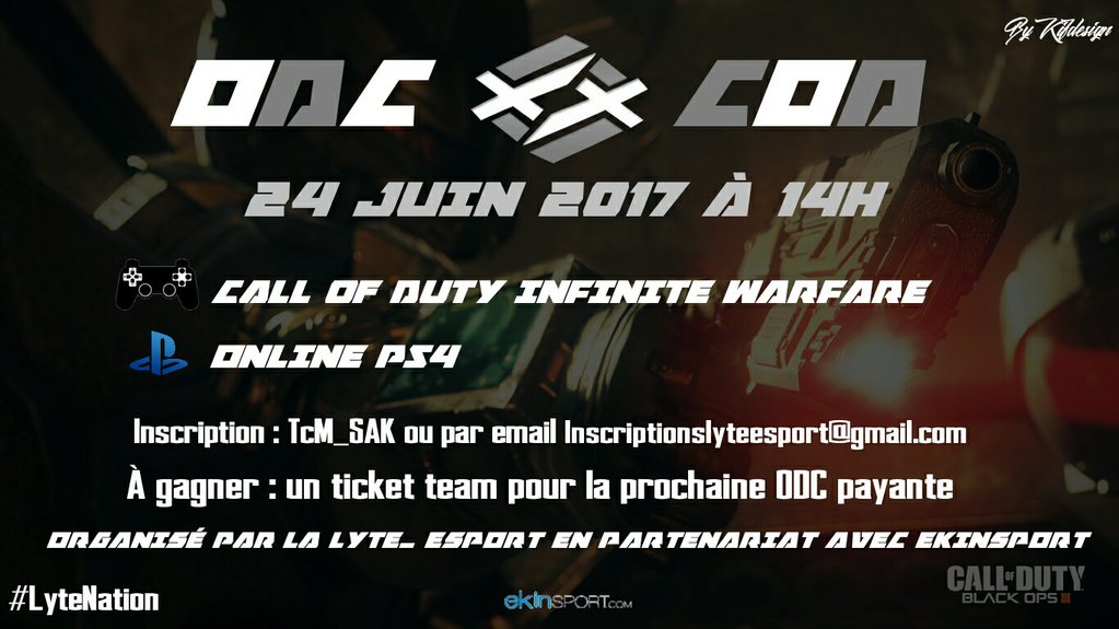 selecao_esport's tweet photo. #TournoiCOD N'oubliez pas ce week-end notre tournois COD IW ! 1 ticket team à gagner pour notre futur ODC payante! #RT
#LyteNation https://t.co/651JdHpm7t