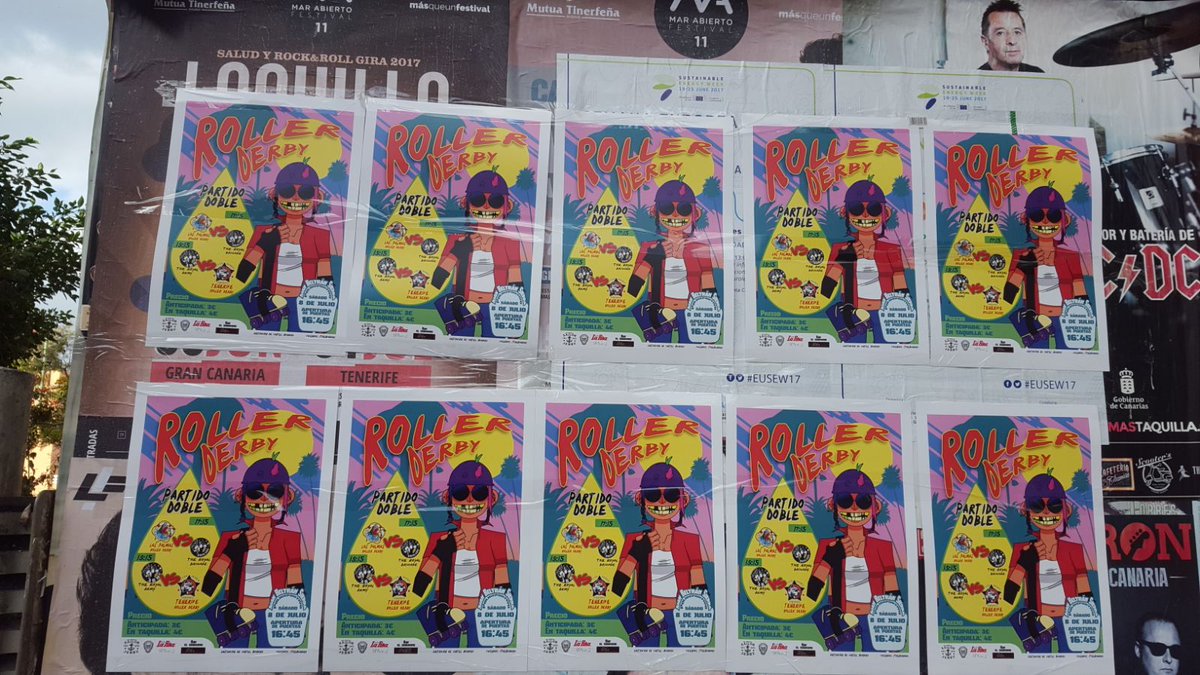 Nuestras chicas están colgando carteles del partido por Las Palmas, ¿quieres una entrada gratis? ¡Sube una foto con ellas a tu red social!