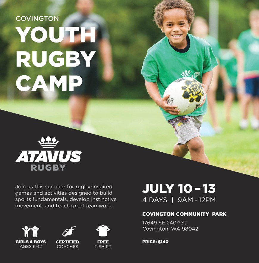 Atavus youth camp July 10-13 for 6-12 yr olds! Follow rugby.atavus.com/shop/covington… to register! Please retweet to spread the word!