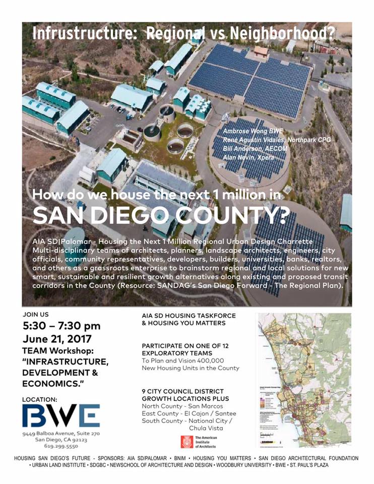 'Housing the Next 1 Million' Workshop tomorrow at 5:30 PM. Learn about future of San Diego Infrastructure for more housing. <a href="/aiasandiego/">AIA San Diego</a>
