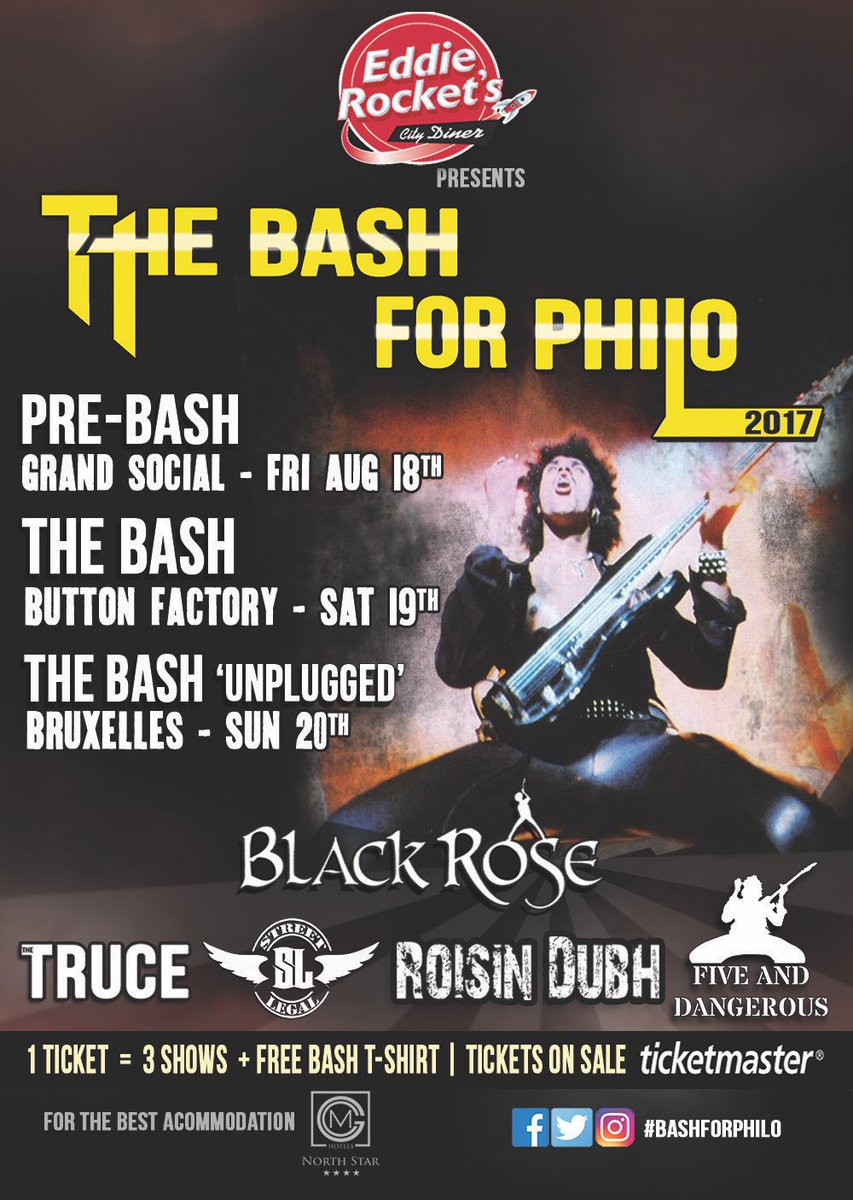 YESSSS!!! 1 ticket = 3 shows + free Official Bash 2017 T-shirt! #nobrainer #bashforphilo #Dublin thanks to #Eddierockets
