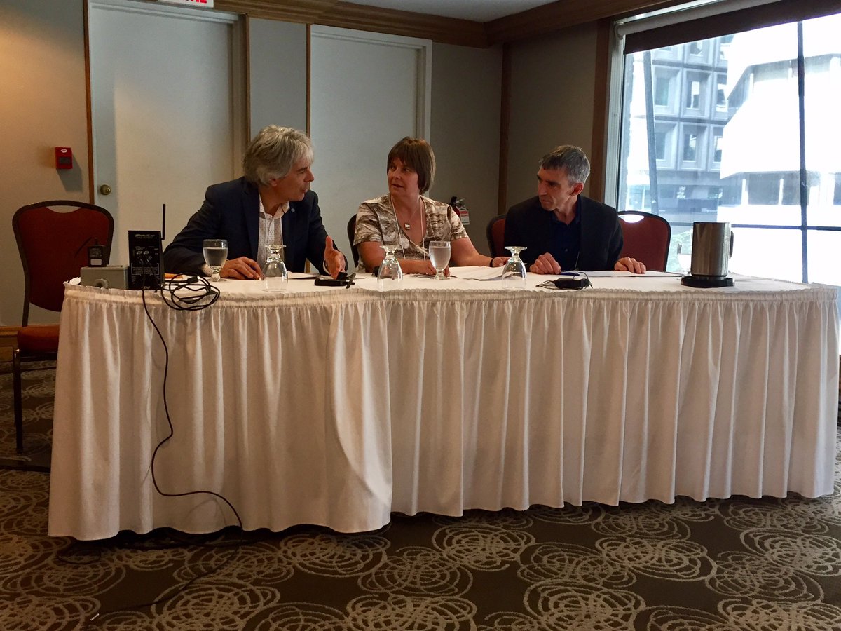 CAES_AgEcon's tweet photo. New CAES Fellows - Jill Hobbs, Bruno Larue & Jim Vercammen Discuss Trends in #Ag #Economic Research #CAES2017 https://t.co/2CiMKXErTC