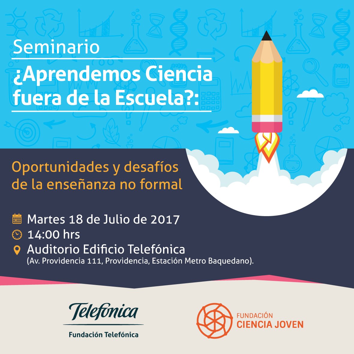 dfc_uchile's tweet photo. Seminario ¿Aprendemos Ciencia fuera de la Escuela? Oportunidades y desafíos de la enseñanza no formal. inscripciones https://t.co/iJaLXF53Fe https://t.co/vNkQKePk9a