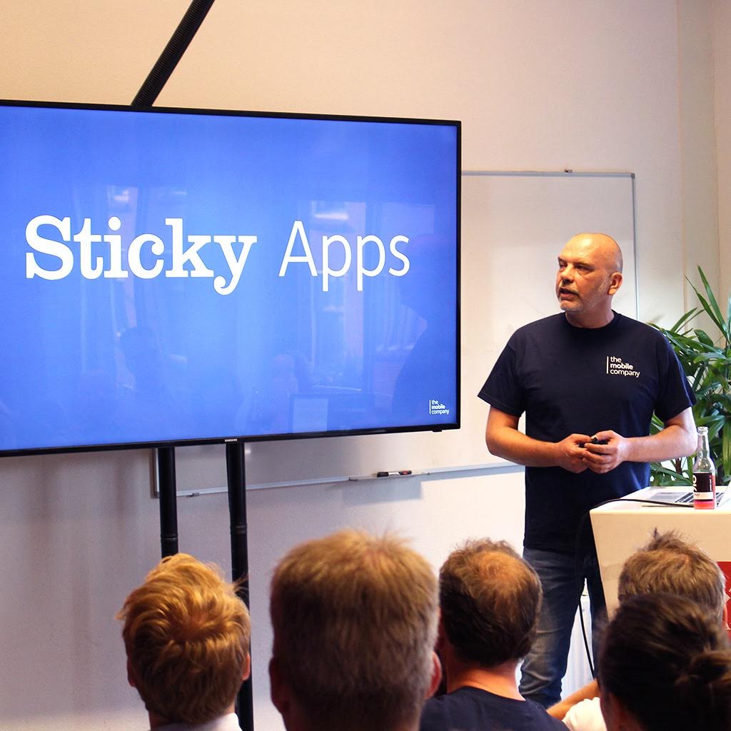 mobilecompany's tweet photo. TMC’s CEO @KeesvanMourik on the message of the eve: #apps are here to stay. And we’re here to make that happen. #StickyApps https://t.co/HLvwZyYnId
