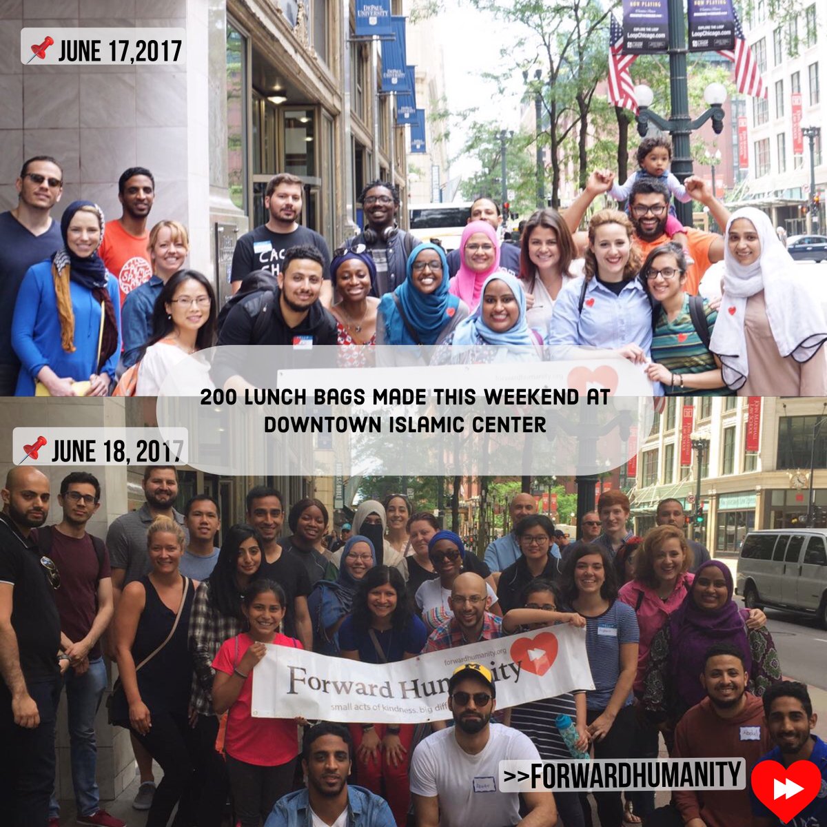 forwardhumanity's tweet image. We have been making 200 lunch bags instead of 100 lately! Will you be joining us soon? #forwardhumanity #DOwntownislamiccenter #chicago