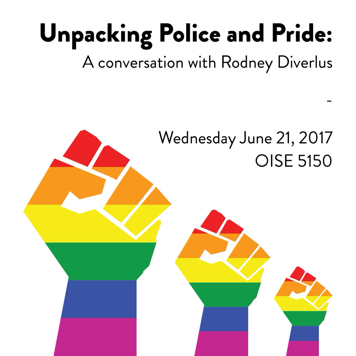 uoftsu's tweet photo. TOMORROW: #BLM_TO 's Rodney Diverlus talks about Pride, policing, and anti-Blackness in the LGBTQ community at OSIE. Food + drinks provided. https://t.co/ZUE2zOo5xH