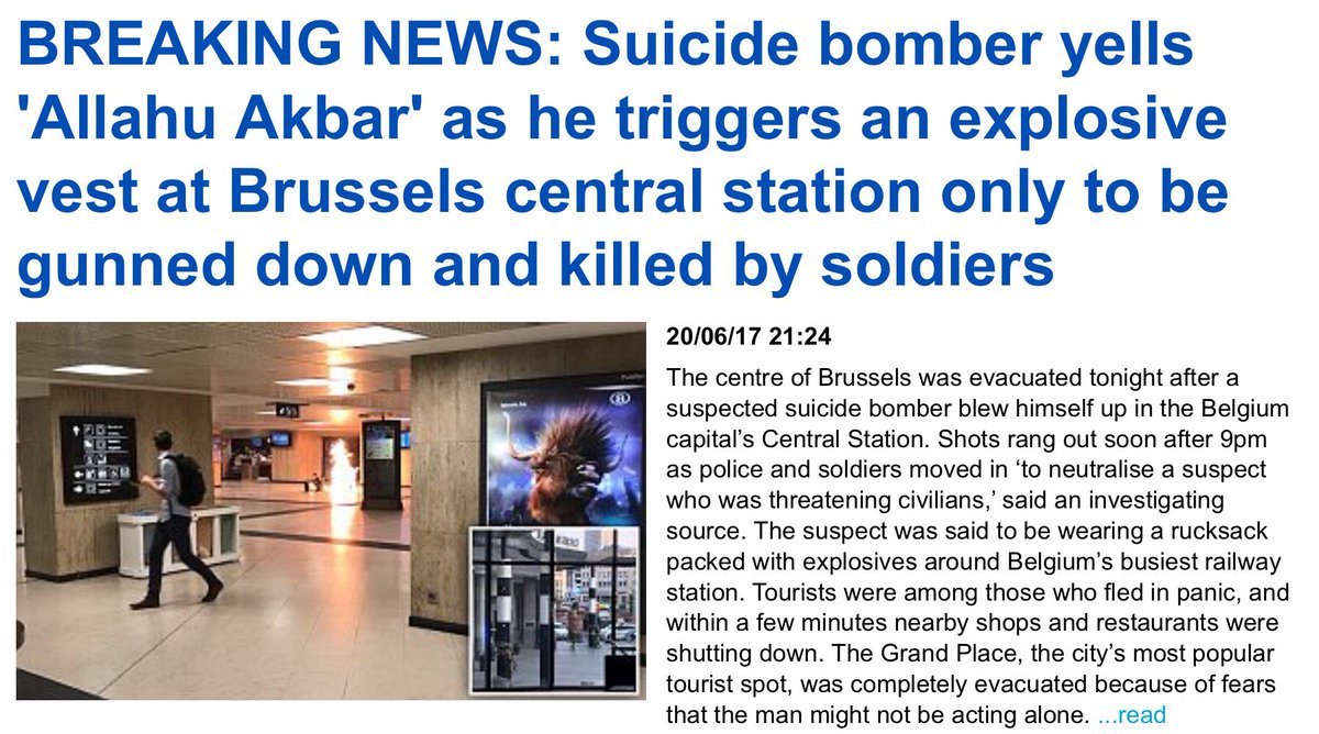 #Brussels Central station terrorist yelled Allahu Ackbar - motive 'unknown'