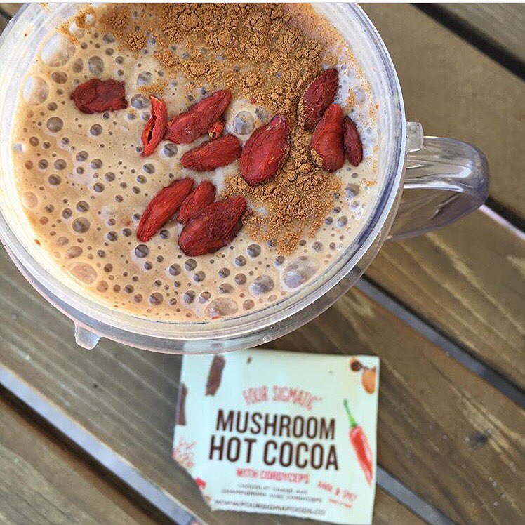 campreset's tweet image. Dear @FourSigmatic: Thank you for your DIVINE Mushroom Hot Cacao with Reishi! We can think of no better drink for our campfire toast :) 🍄🍫☕️