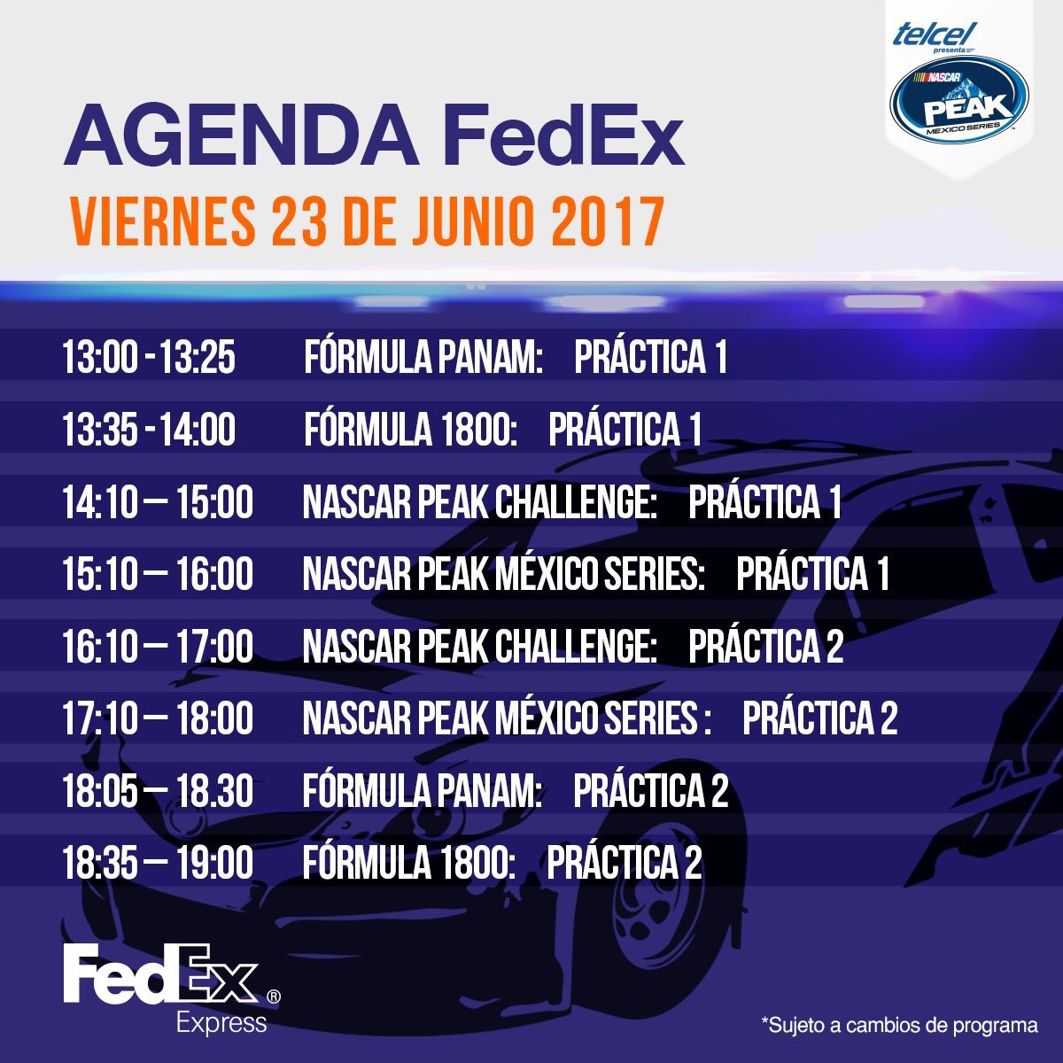 comisionpista's tweet photo. Programa de actividades: NASCAR PEAK México Series / 23 al 25 de junio de 2017 / Autódromo de León. #CNPTeInforma https://t.co/IVmd7NW5hV