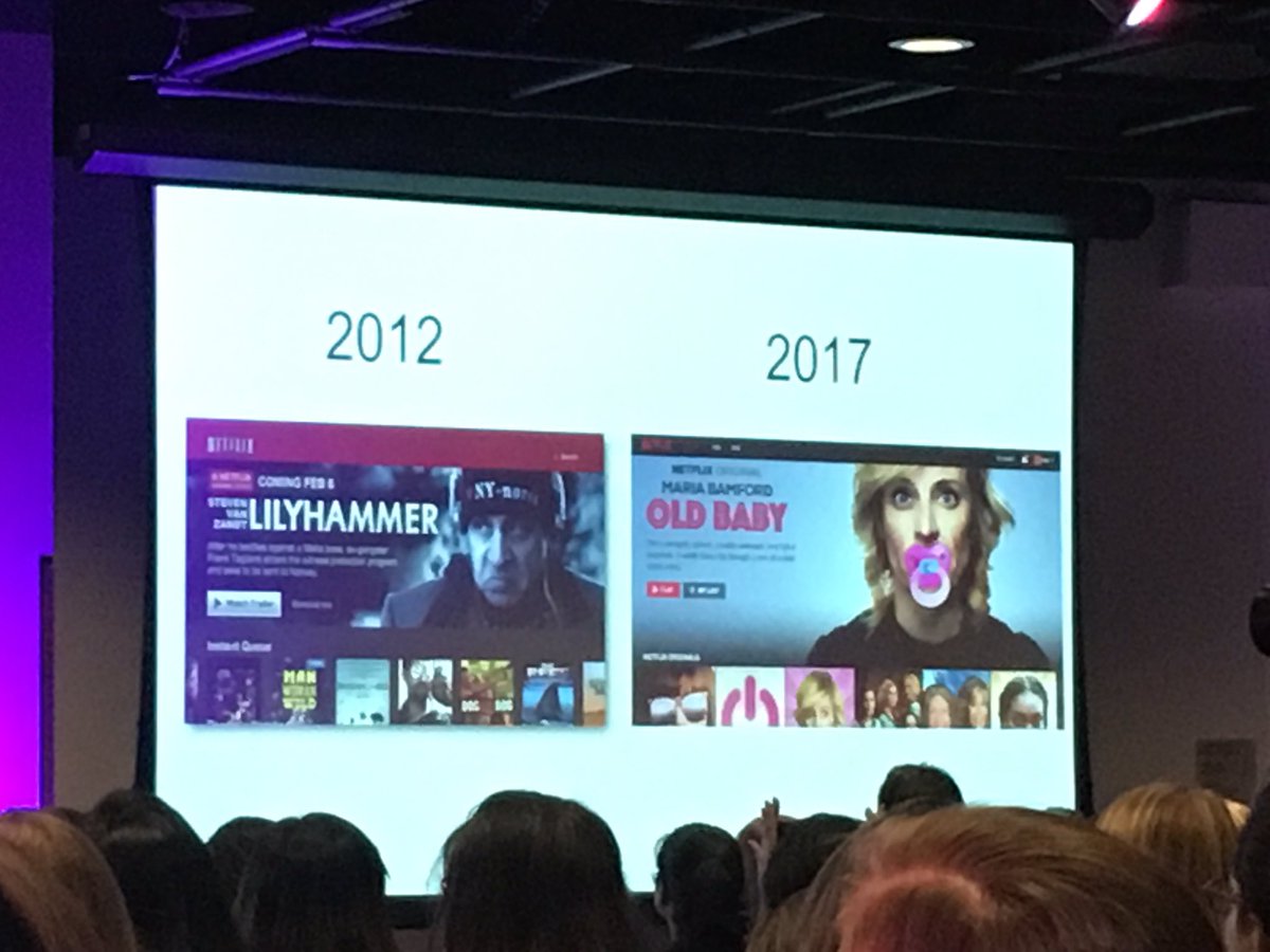 gitchicago's tweet photo. Kelly Uphoff at Netflix crunches data and performs innovation cycles to determine how to promote Netflix original material. #GITCatalyst https://t.co/TAamPBtCQT